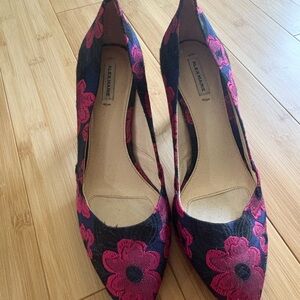 Alex Marie Black and Pink Floral Heels